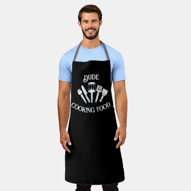 Amusant tablier de Cuisine pour hommes - 'Dude Cui (Porté)