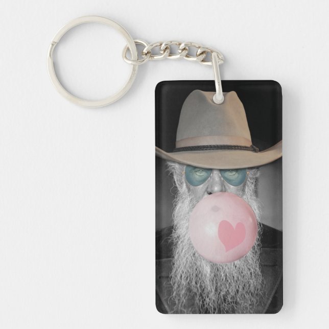 Amusant Vieux gars soufflant Bubble Gum et Coeur (Devant)