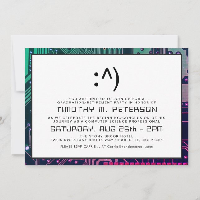 Amusant Visage Minimal Informatique Invitation (Devant)