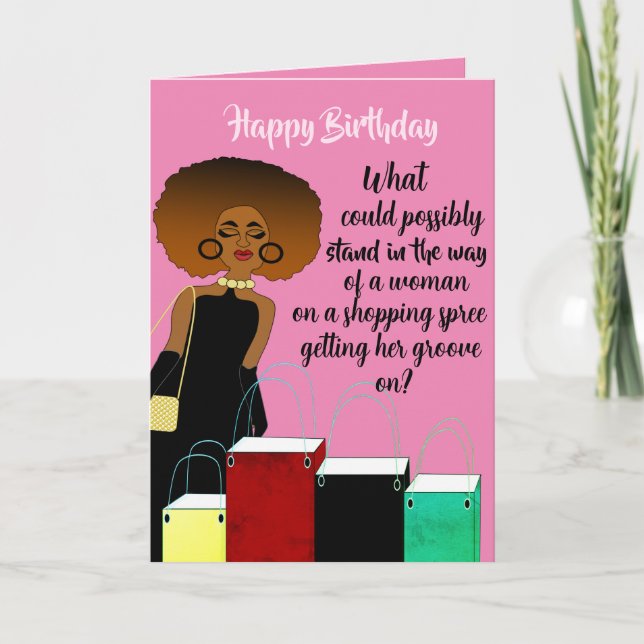 Amusante carte d'anniversaire pour les femmes afro (Devant)