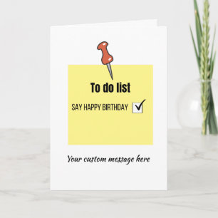 Amusante carte de billet après-it anniversaire heu