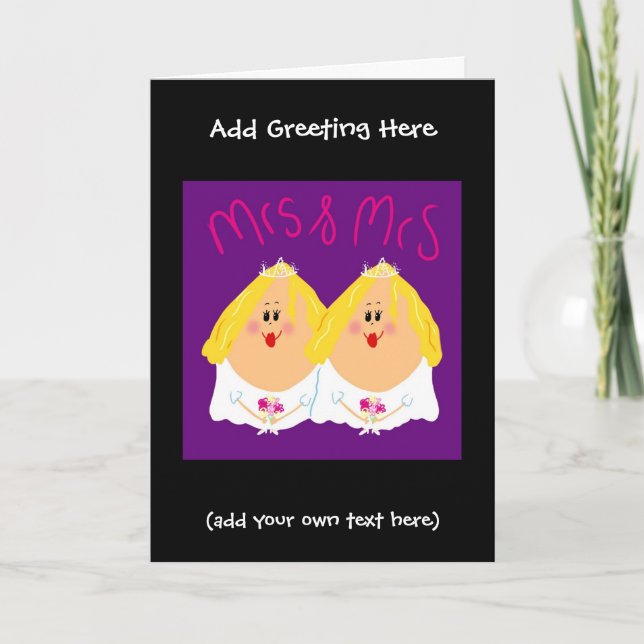 Amusante carte de mariage Mme et Mme Lesbian - egg (Devant)