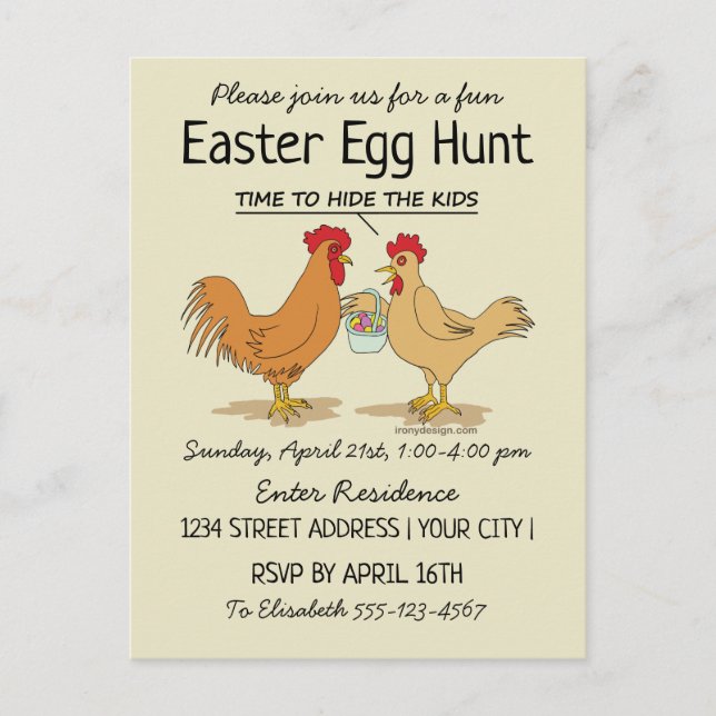 Amusante Chasse aux Oeufs de Pâques Invitation (Devant)