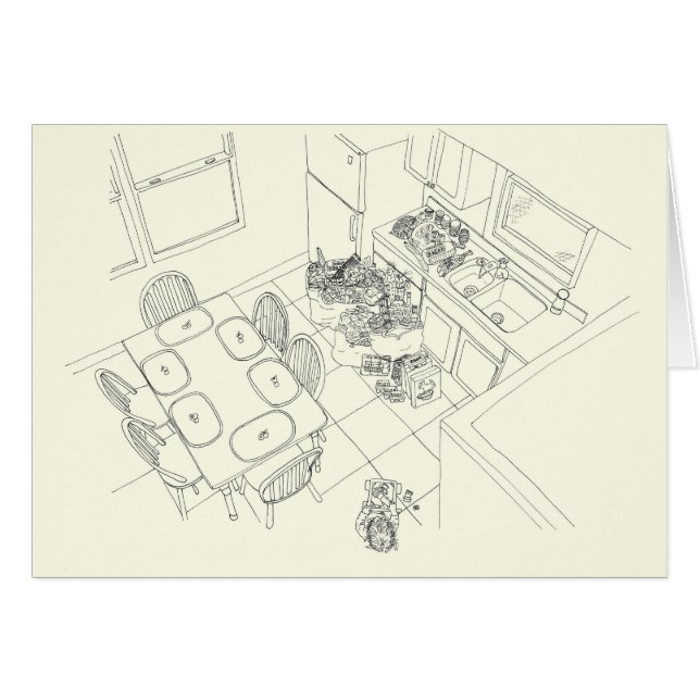 Amusante Cuisine Famille Mess De Dessus Art (Devant horizontal)