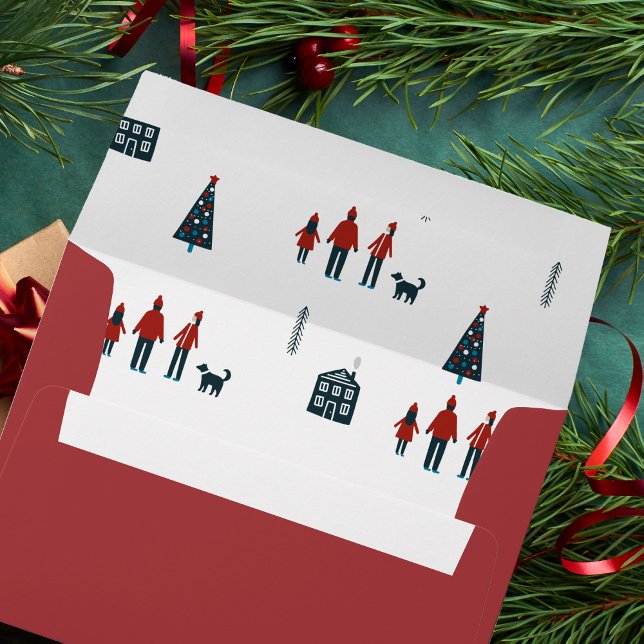 Amusante enveloppe rouge de Noël de la famille nor (Créateur téléchargé)