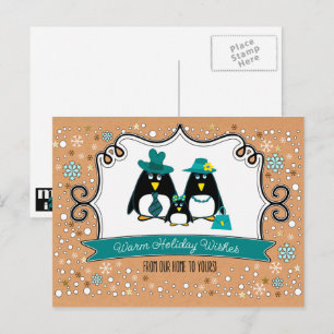 Amusante famille de pingouins 3 cartes postales de