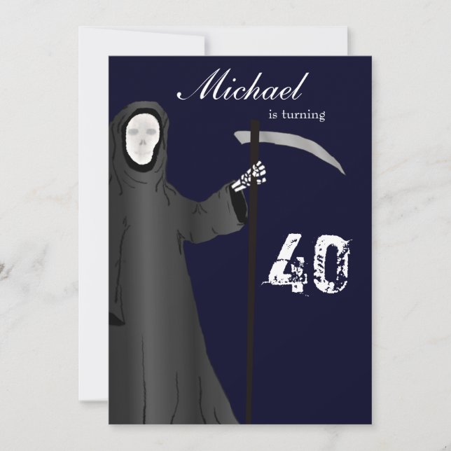 Amusante Grim Reaper Invitation à la fête d'annive (Devant)