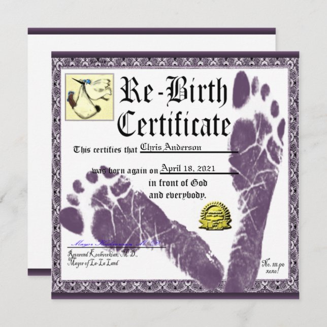 Amusante invitation de fête d'anniversaire pour ad (Devant / Derrière)