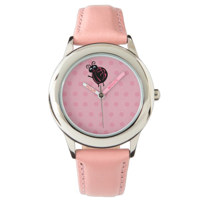 Amusante Mignonne Ladybug Enfants Filles Montre Po (devant)