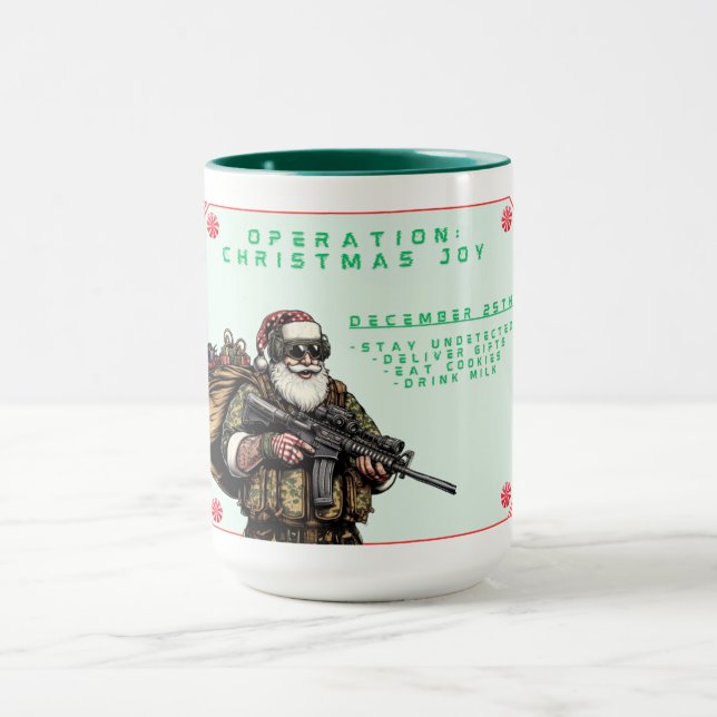 Amusante Mug de Noël militaire/Père Noël (Centre)