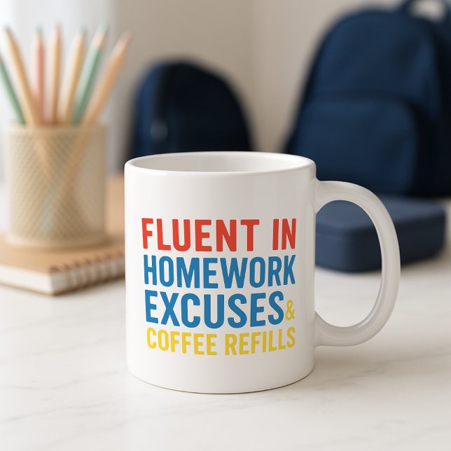 Amusante Mug Parent; Excuses et recharges (Créateur téléchargé)