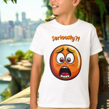 Amusante Orange Choqué Emoji T-shirt Enfants