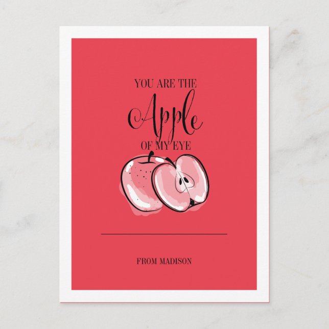 Amusante Pomme Pun Fruit Valentine Carte postale (Devant)