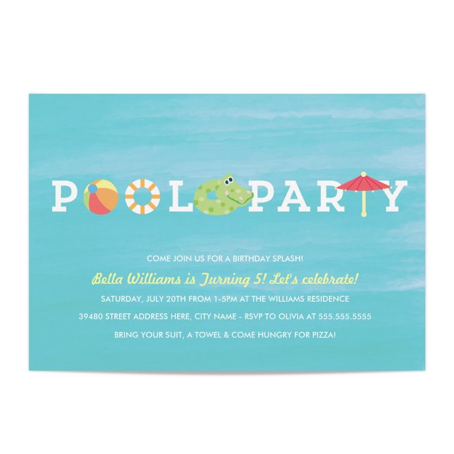 Amusants Anniversaire Pool Party Invitation (Créateur téléchargé)