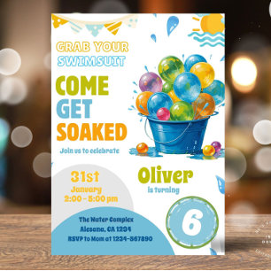 Amusants Ballons d'eau Anniversaire Invitation Mod