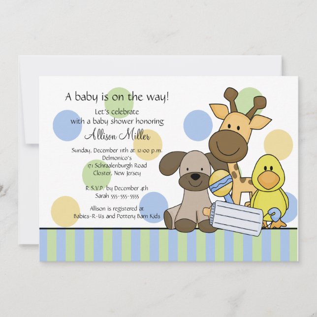 Amusants Bébés Animaux Invitation Baby shower (Devant)