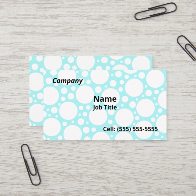 Amusants bleu clair Polka Cartes de visite (Devant/Arrière en situation)