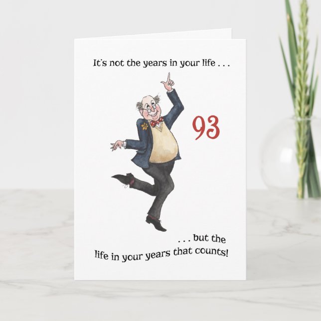Amusants Carte d'anniversaire 93e par âge pour un  (Devant)