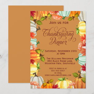 Amusants Citrouille Thanksgiving Diner Invitation