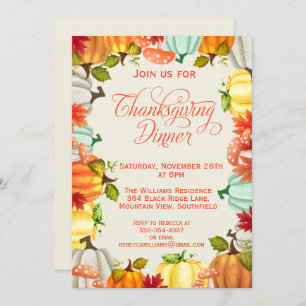 Amusants Citrouille Thanksgiving Diner Invitation
