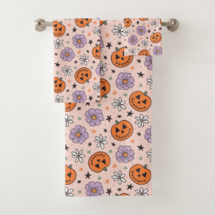 Amusants Citrouilles d'Halloween et Fleurs Motif