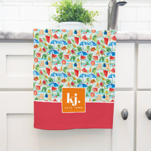 Amusants Été Élégant Monogramme Serviette de cuisi