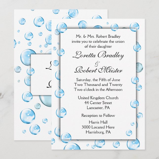 Amusants Imaginaires bulles Mariage Invitations (Devant / Derrière)