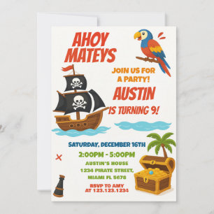 Amusants Pirate Invitation Anniversaire