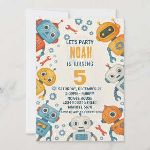 Amusants Robot Anniversaire Invitation pour enfant