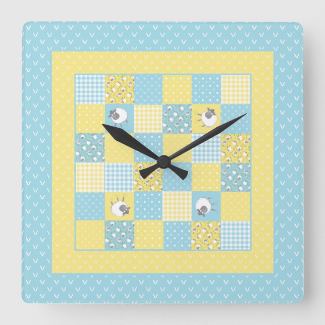 Amusants Sheep gallois, Faux Patchwork, Horloge mu (Recto)