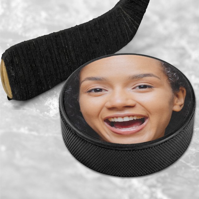Amusants Visage Complet Fermer Selfie Photo (Fun Full Face Close Up Selfie Photo Hockey Puck)