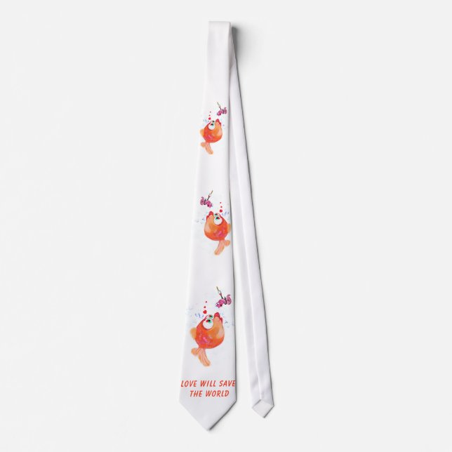 Amusement Cravate de poisson et ver - Texte person (Devant)