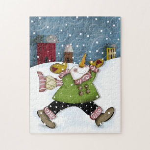 Amusement dans le puzzle de bonhomme de neige de