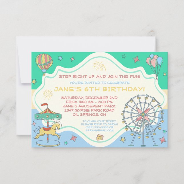 Amusement Park Anniversaire Fête Invitation (Devant)