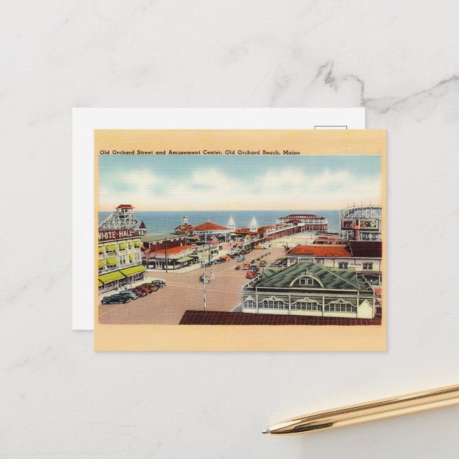 Amusement Park at Old Orchard Beach Postcard (Front/Back In Situ)