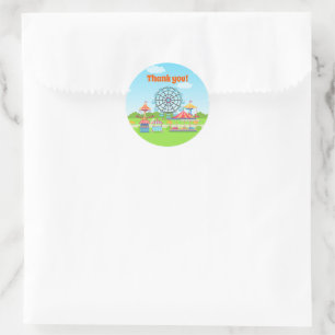 Amusement Park Funfair Childs Birthday Party Classic Round Sticker