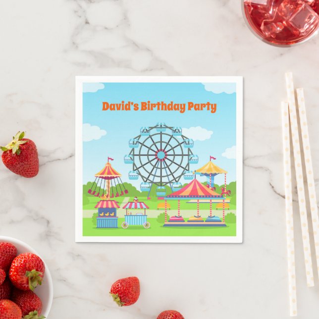 Amusement Park Funfair Childs Birthday Party Napkin (Insitu)