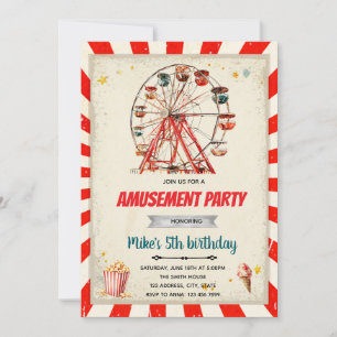 Amusement park party invitation