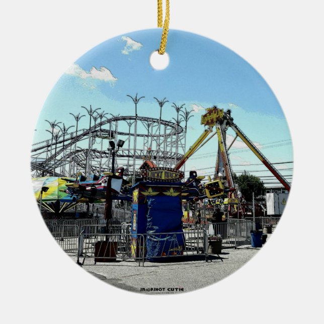 Amusement Park Roller Coaster Old Orchard Beach ME Ceramic Ornament (Front)