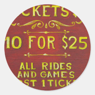 Amusement - Tickets 3 Dollars Classic Round Sticker