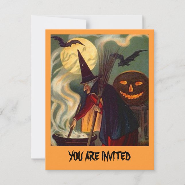 AMUSEZ HALLOWEEN WITCH INVITATION ~ EZ POUR CUSTOM (Devant)
