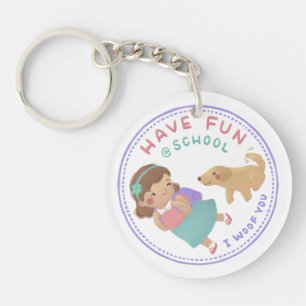 Amusez-vous à l'école fille et chiot