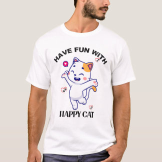 "Amusez-vous avec Happy Cat" - T-shirt Amoureux de