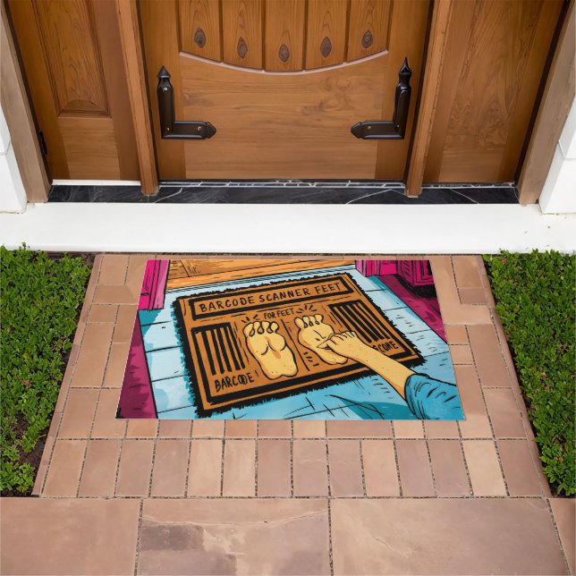 Amusing Barcode Design Funny Barcode Feet Doormat (Outdoor)