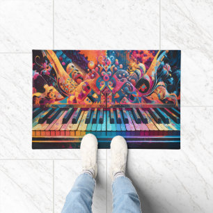 Amusing Colourful Piano Key Design Doormat