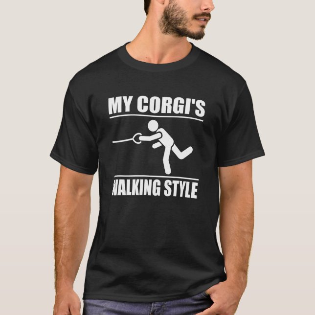 Amusing Corgi Walking Style T-Shirt (Front)