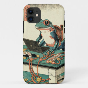 Amusing Frog Working on Computer Funny Frog iPhone 11 Case