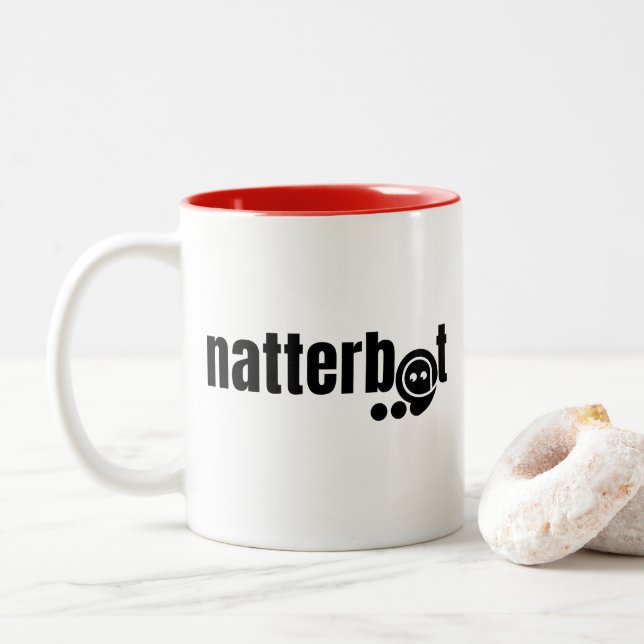 Amusing Human Interface Natterbot Two-Tone Coffee Mug (With Donut)