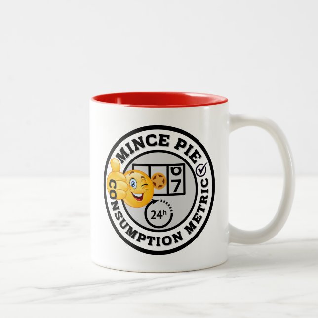 Amusing Mince Pie Consumption Metric Two-Tone Coffee Mug (Right)