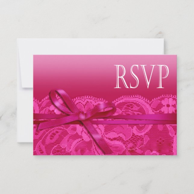 Amy Bows Ruban et dentelle RSVP fuschia (Devant)